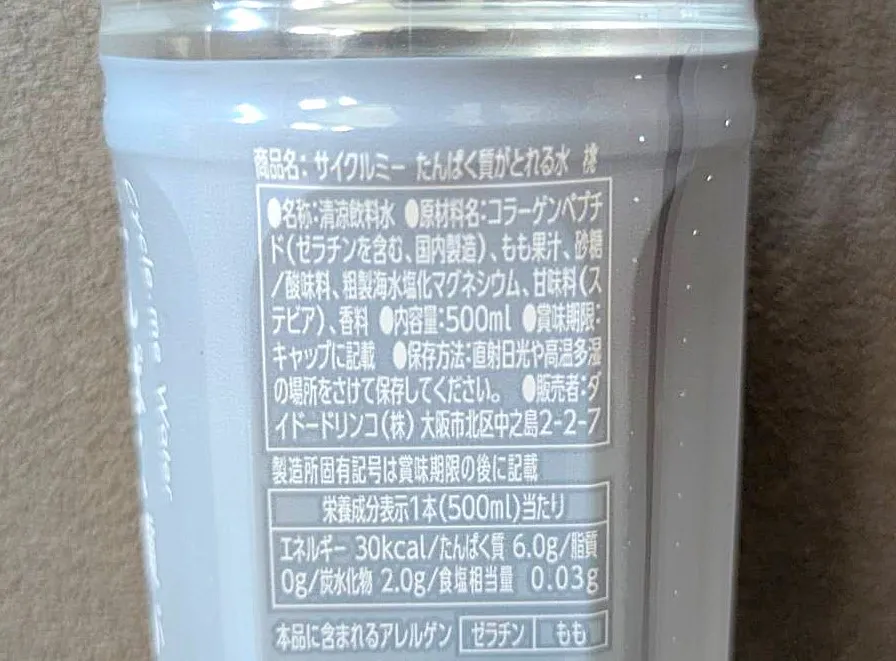 たんぱく質がとれる水成分表示