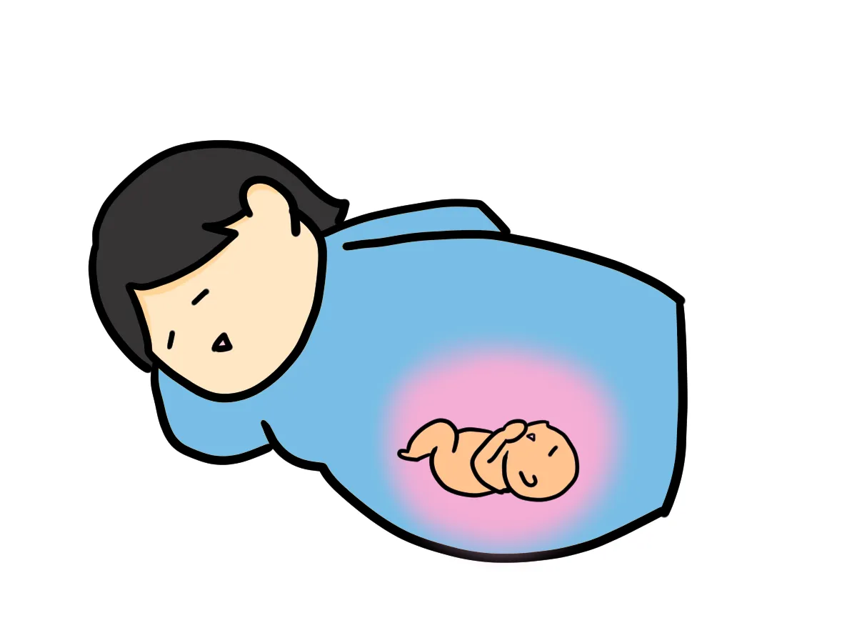 母体の右側に胎児の背がある